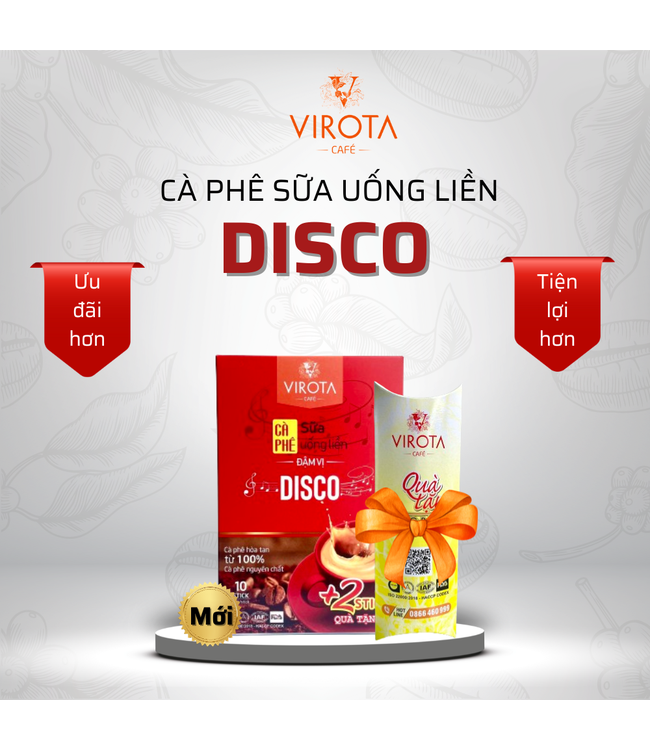 Cà phê sữa uống liền Disco Virota Café vị đậm đà