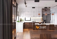 Mẫu tủ bếp Inox cánh Acrylic hệ modul rời CNC IN07