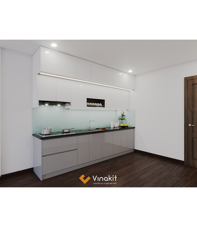 Mẫu tủ bếp gỗ công nghiệp cánh Acrylic AV26
