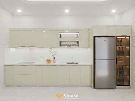 Mẫu tủ bếp inox cánh kính cường lực CK108