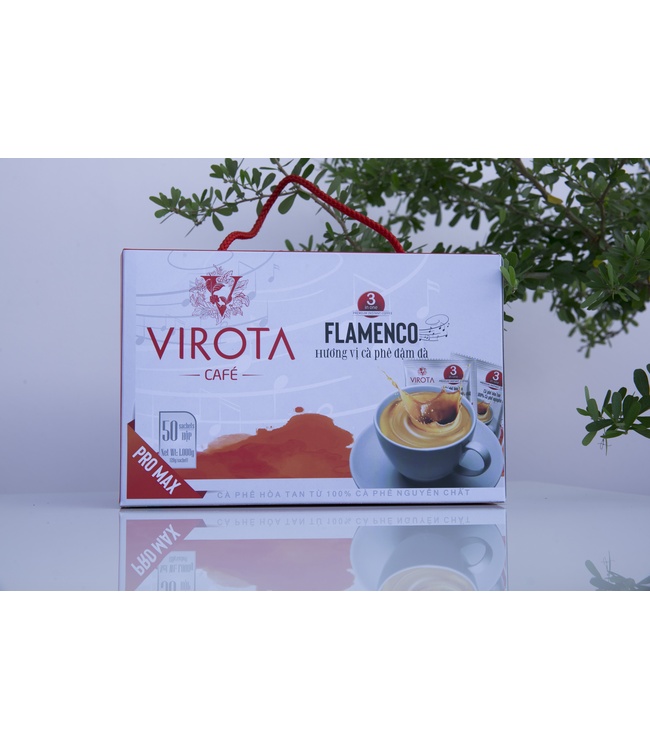 Cà phê hoà tan 3 in 1 Flamenco Promax Virota Café đậm đà, ít ngọt (Hộp 50 gói -20gr/gói)