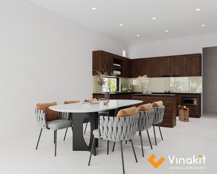 Mẫu tủ bếp gỗ công nghiệp cánh Melamine ME12
