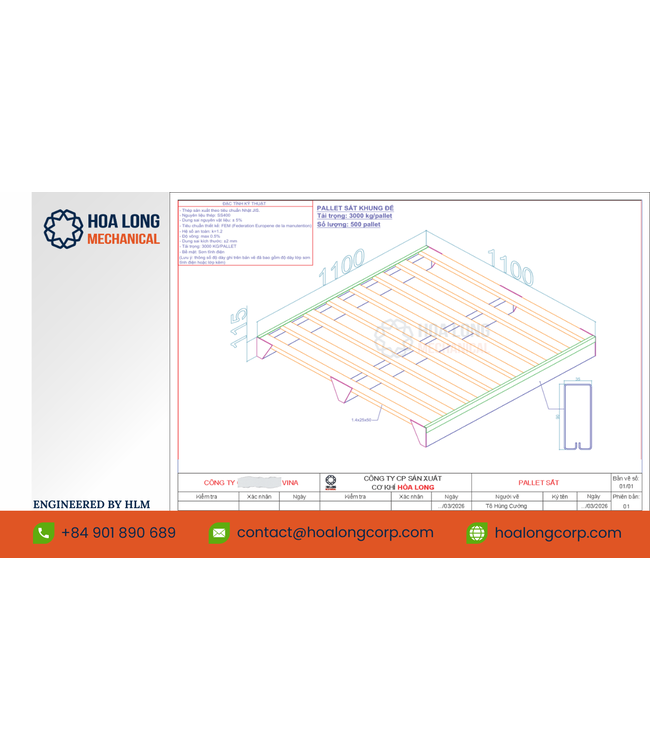 PALLET SẮT HLM – GIẢI PHÁP LƯU TRỮ HÀNG HÓA BỀN BỈ & TỐI ƯU KHO