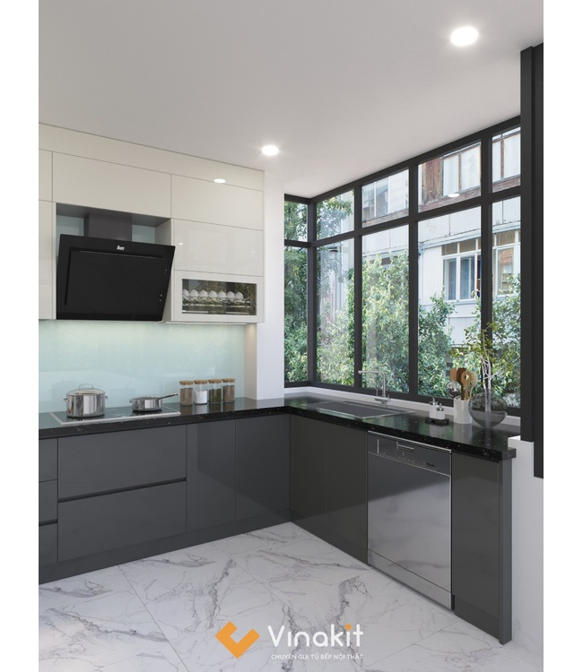 Tủ bếp nhôm cánh Acrylic AL18