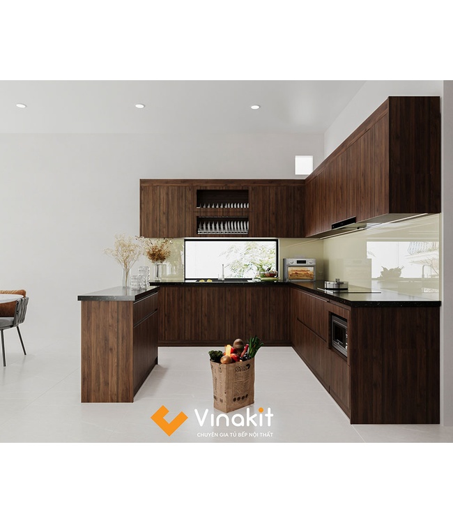 Mẫu tủ bếp gỗ công nghiệp cánh Melamine ME12