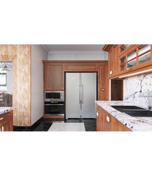 Mẫu tủ bếp inox cánh gỗ IG14 Vinakit