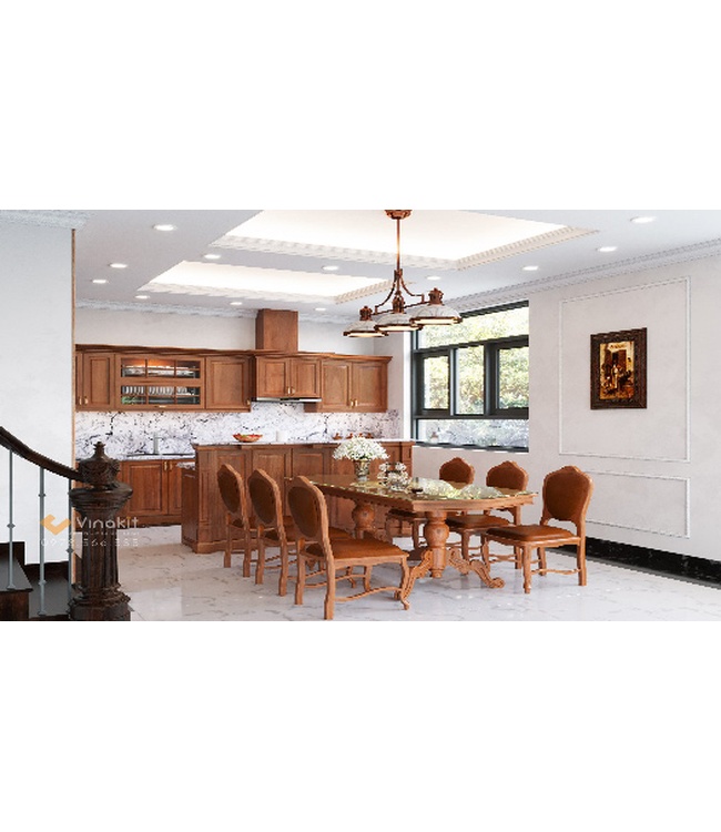 Mẫu tủ bếp inox cánh gỗ IG14 Vinakit