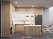 Mẫu tủ bếp gỗ công nghiệp cánh Melamine ME18