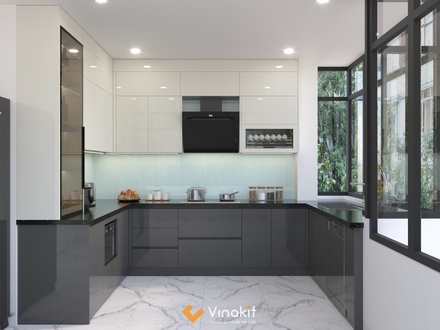 Tủ bếp nhôm cánh Acrylic AL18