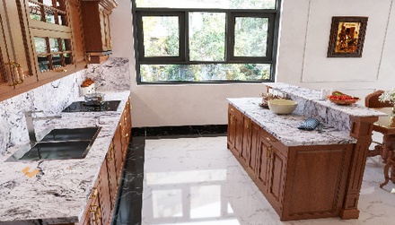 Mẫu tủ bếp inox cánh gỗ IG14 Vinakit