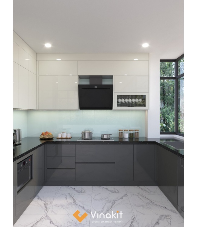 Tủ bếp nhôm cánh Acrylic AL18