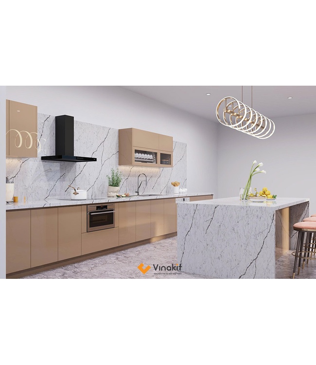 Mẫu tủ bếp Inox cánh Acrylic hệ modul rời CNC IN43