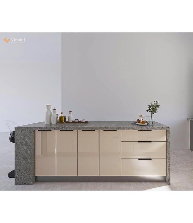 Mẫu tủ bếp inox cánh kính cường lực CK112