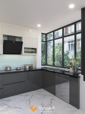 Tủ bếp nhôm cánh Acrylic AL18