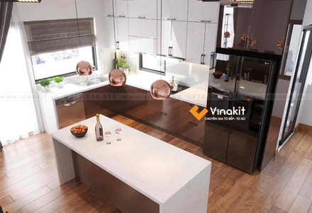 Mẫu tủ bếp Inox cánh Acrylic hệ modul rời CNC IN07