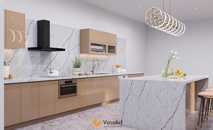 Mẫu tủ bếp Inox cánh Acrylic hệ modul rời CNC IN43