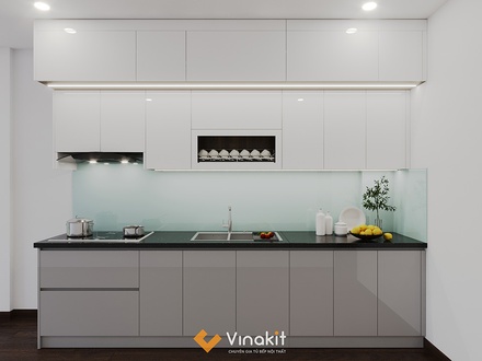 Mẫu tủ bếp gỗ công nghiệp cánh Acrylic AV26