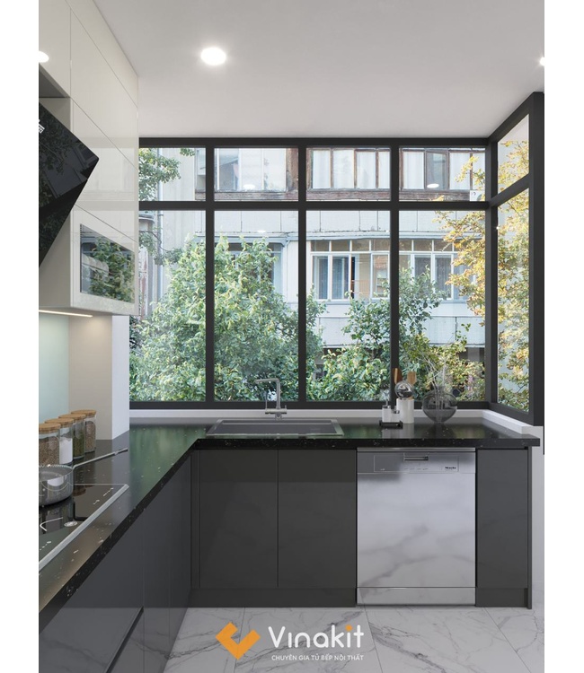 Tủ bếp nhôm cánh Acrylic AL18