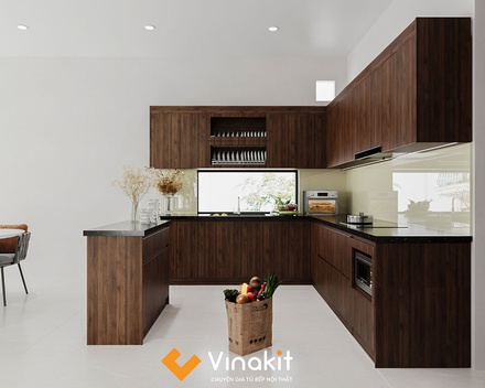 Mẫu tủ bếp gỗ công nghiệp cánh Melamine ME12