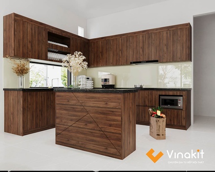 Mẫu tủ bếp gỗ công nghiệp cánh Melamine ME12