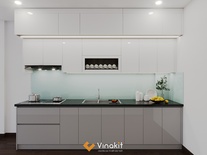 Mẫu tủ bếp gỗ công nghiệp cánh Acrylic AV26