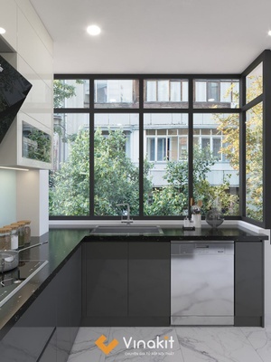 Tủ bếp nhôm cánh Acrylic AL18