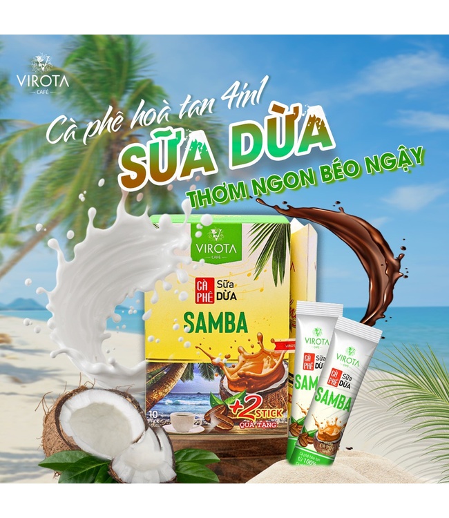 Cà phê hoà tan 4 in 1 sữa dừa Samba Virota Café