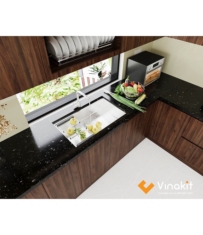 Mẫu tủ bếp gỗ công nghiệp cánh Melamine ME12