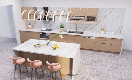 Mẫu tủ bếp Inox cánh Acrylic hệ modul rời CNC IN43