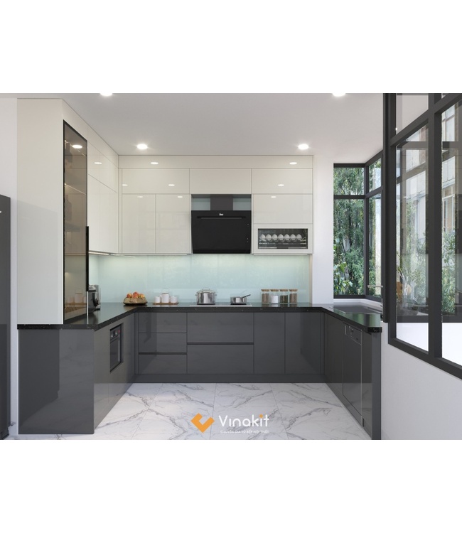 Tủ bếp nhôm cánh Acrylic AL18