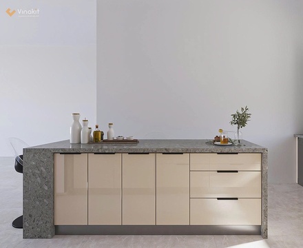 Mẫu tủ bếp inox cánh kính cường lực CK112