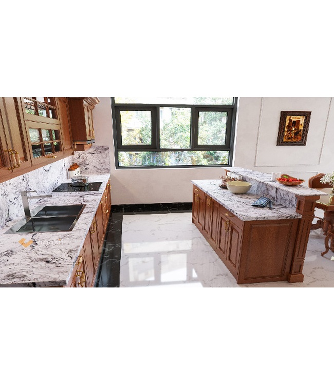 Mẫu tủ bếp inox cánh gỗ IG14 Vinakit