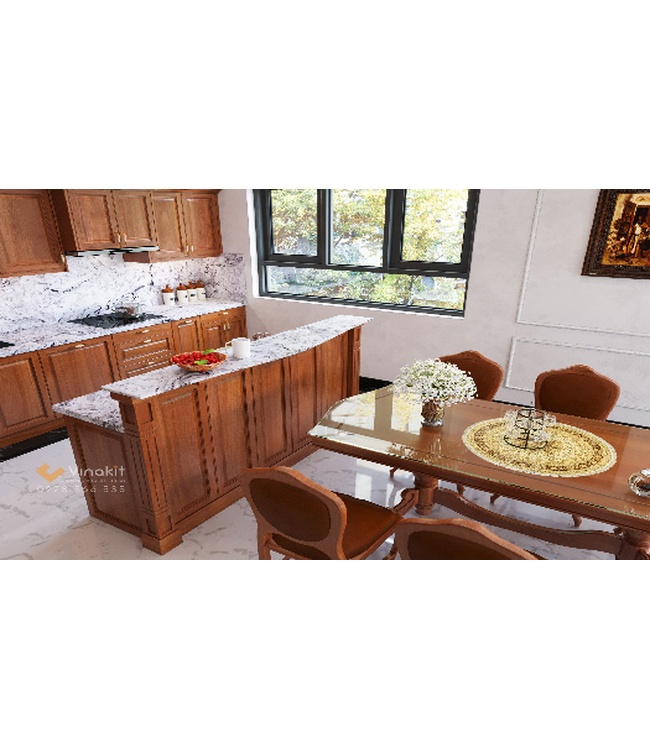 Mẫu tủ bếp inox cánh gỗ IG14 Vinakit