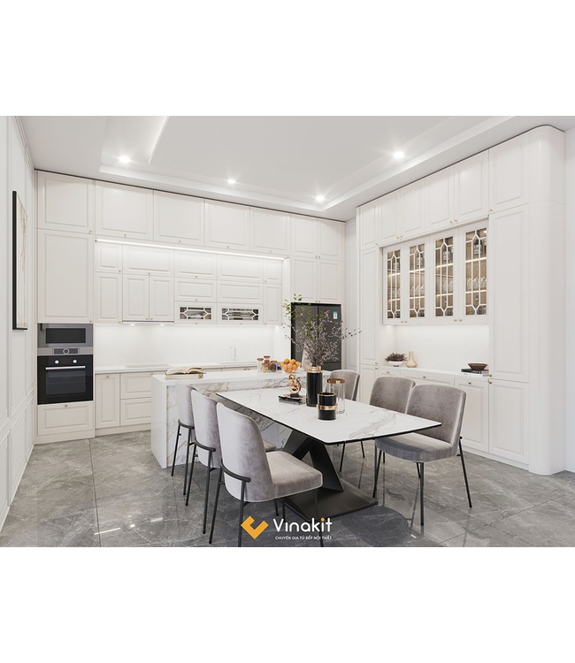 Mẫu tủ bếp gỗ công nghiệp cánh sơn Inchem INC13