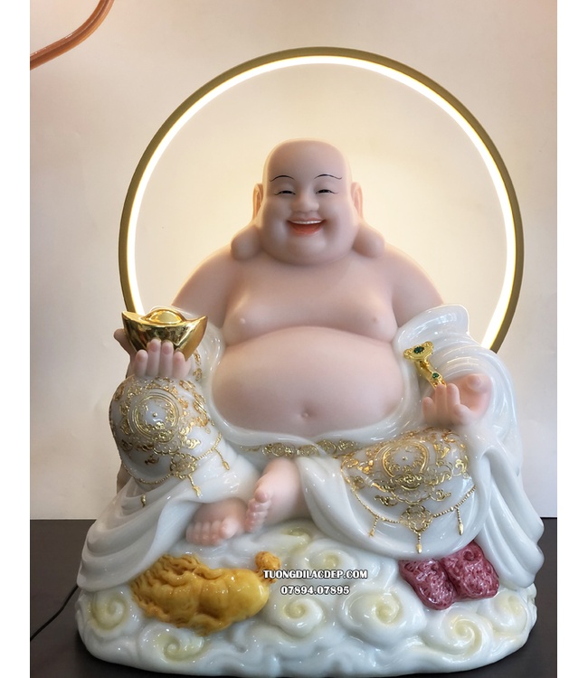 Tượng Phật Di Lặc Trắng Ngự Mây PDL-053