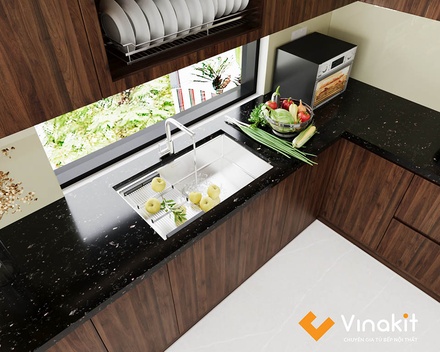 Mẫu tủ bếp gỗ công nghiệp cánh Melamine ME12