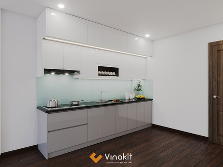 Mẫu tủ bếp gỗ công nghiệp cánh Acrylic AV26