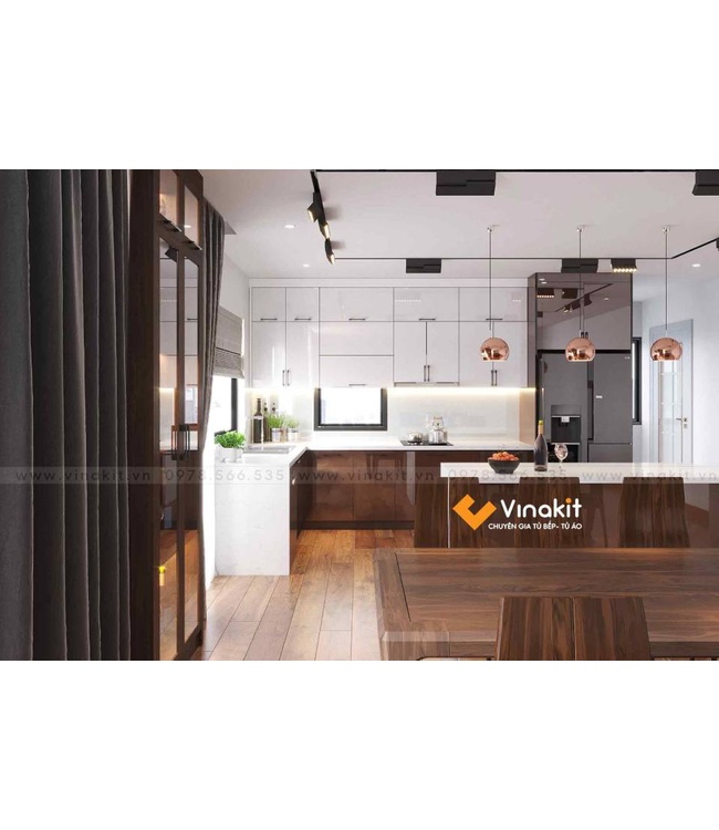 Mẫu tủ bếp Inox cánh Acrylic hệ modul rời CNC IN07