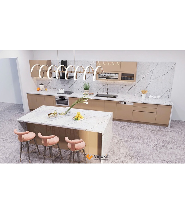 Mẫu tủ bếp Inox cánh Acrylic hệ modul rời CNC IN43