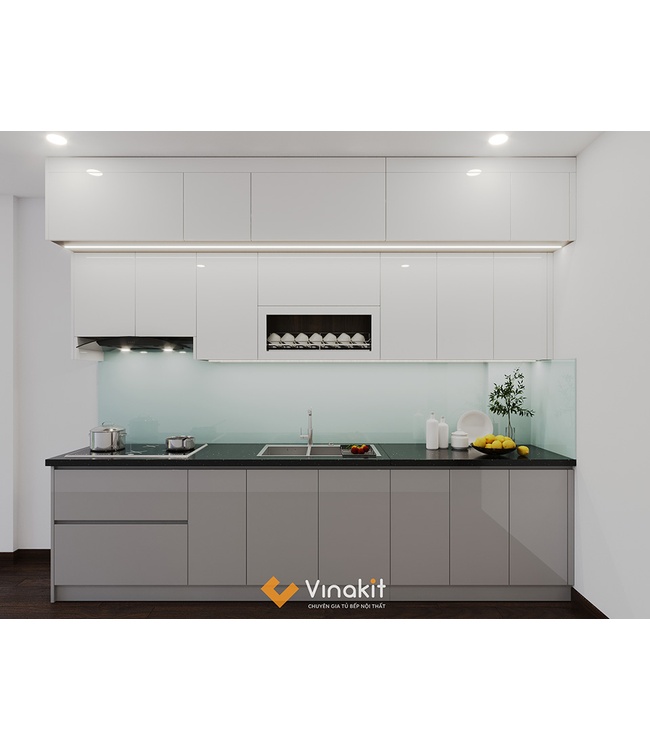 Mẫu tủ bếp gỗ công nghiệp cánh Acrylic AV26