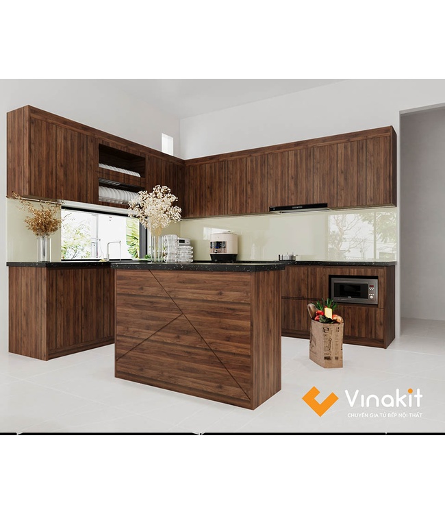 Mẫu tủ bếp gỗ công nghiệp cánh Melamine ME12