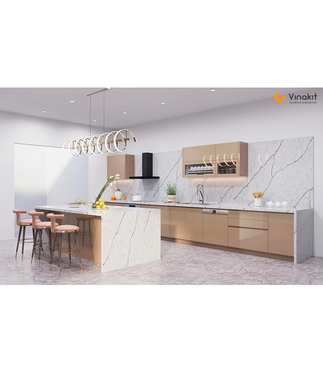 Mẫu tủ bếp Inox cánh Acrylic hệ modul rời CNC IN43